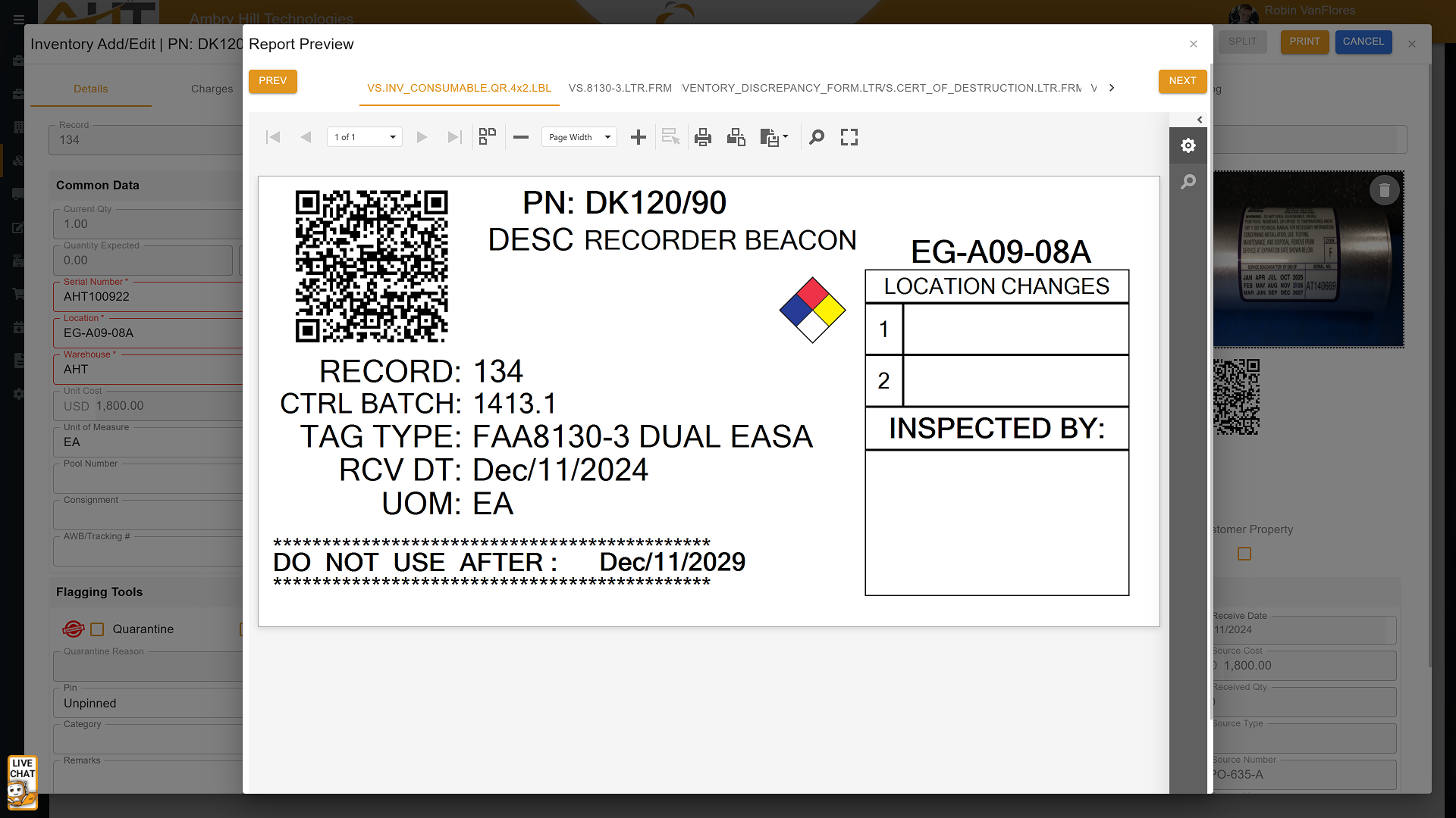 QR and Barcode Scanning and Labeling for Aviation ERP | Ambry Hill ...
