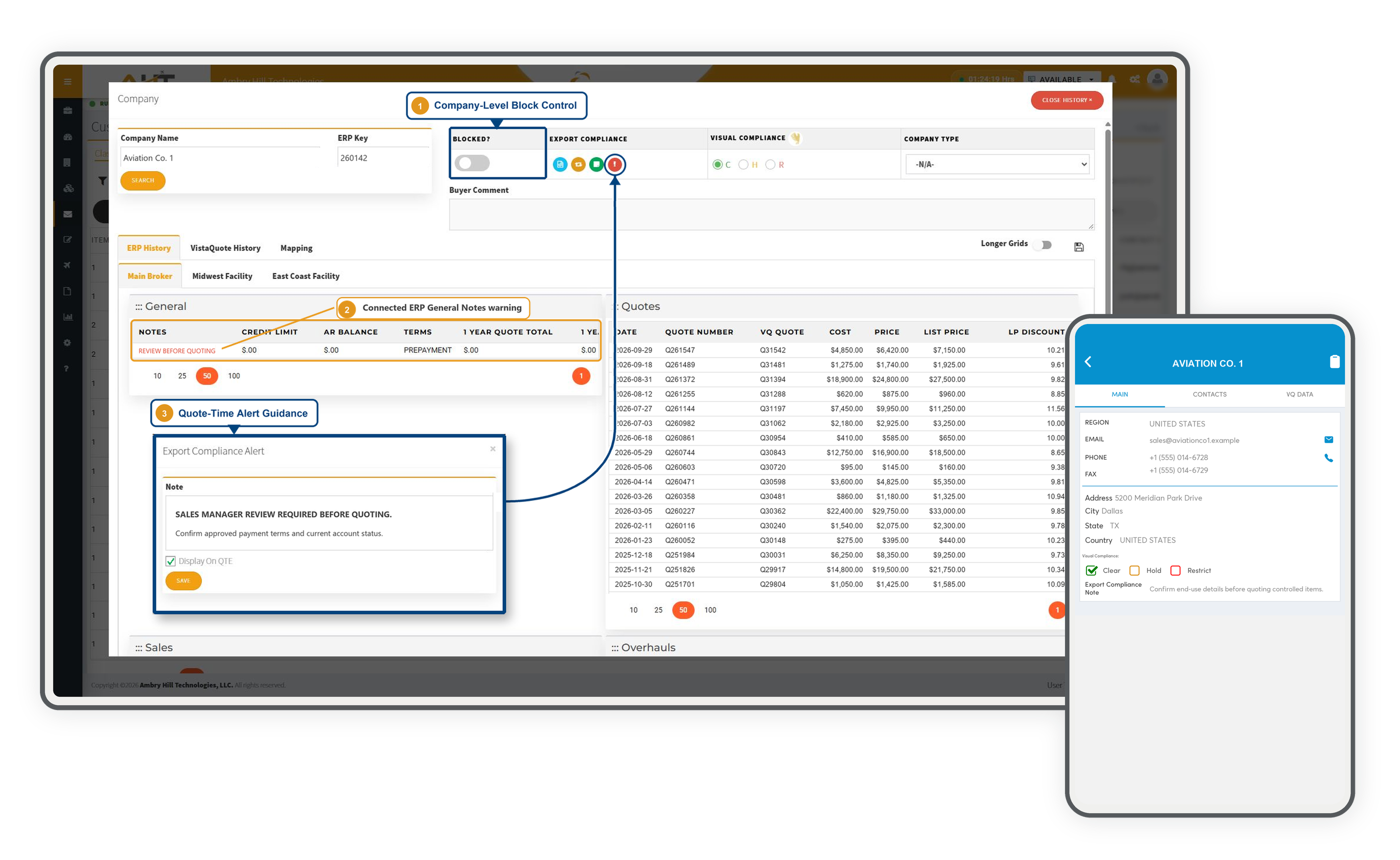 Vista-Quote quality safeguards on desktop and mobile compliance context