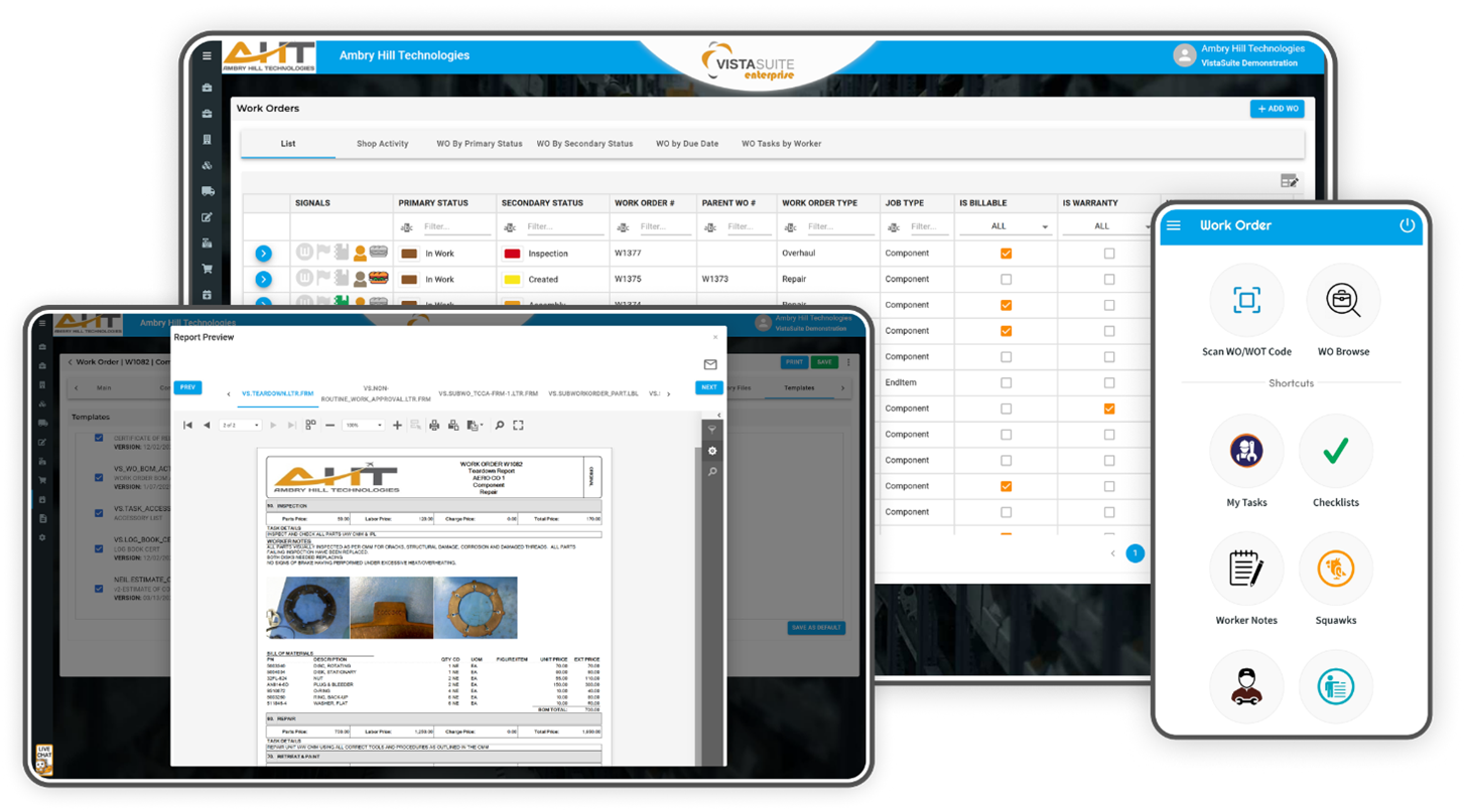 Aviation Work Order Software Interface