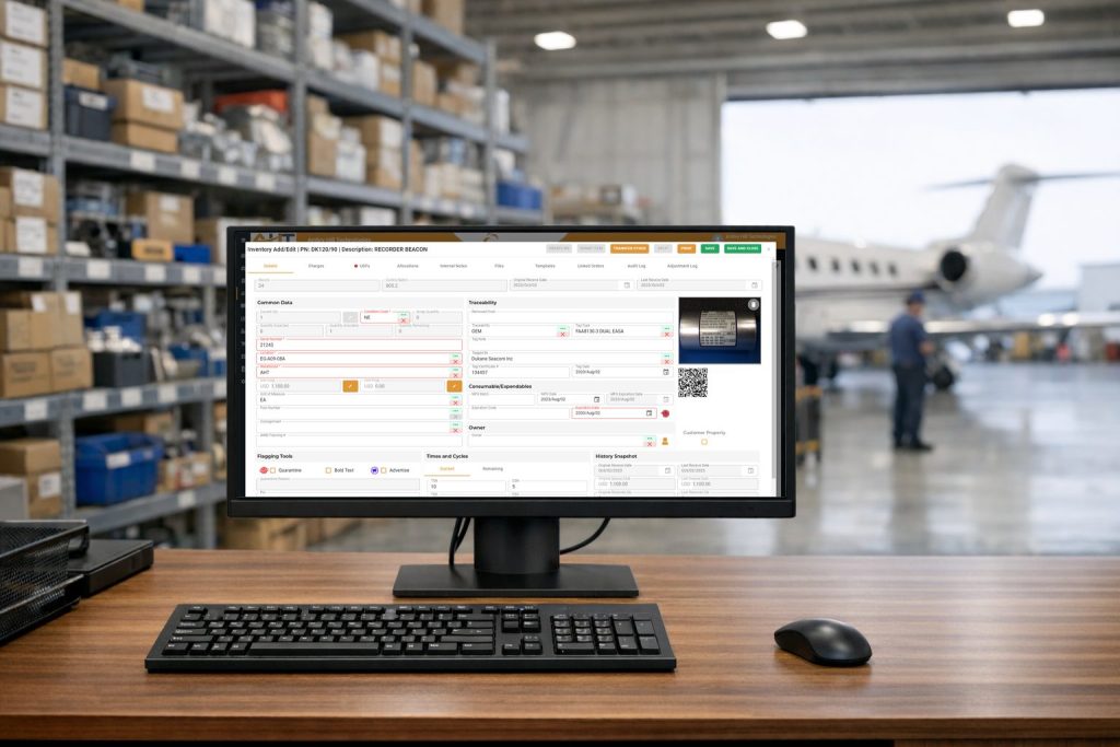 vista-suite enterprise erp mro software inventory screen